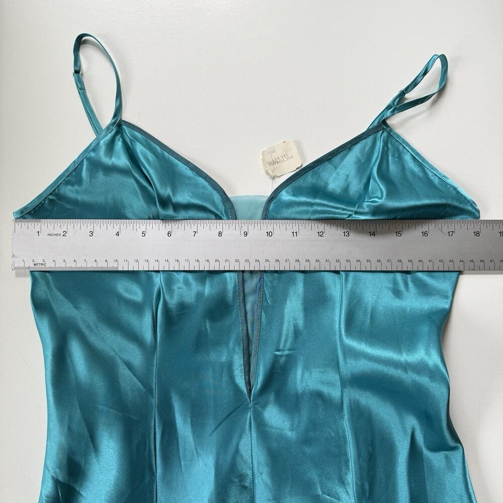 NWT Vintage Victoria’s Secret Gold Label Turquoise Satin Slip Dress Y2K 90s M - Picture 7 of 8